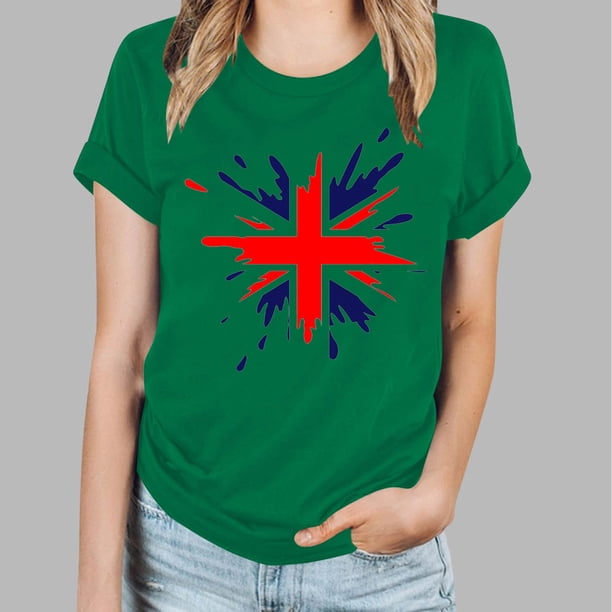 Fiudx Ofertas Relámpago Tops con Estampado de Moda para Mujer, Blusa de Manga Corta con Cuello Redondo, Camisetas