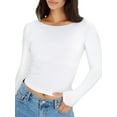 thumbnail image 3 of Blotona Women Long Sleeve Cropped T-shirt Casual Solid Color Backless Pullover Tops Streetwear Clubwear, 3 of 7