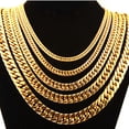 thumbnail image 2 of GKNET 6-21mm Stainless Steel Miami Cuban Link Chain 18k Gold Plated Mens Necklace-24 in-12mm, 2 of 8