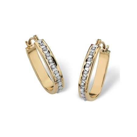 diamond fascination hoop 14k accent earrings yellow gold