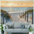 thumbnail image 4 of Autua Ocean beach tapestry sunset seabird seaside grass wall tapestry nature landscape tapestry bedroom living room dormitory decoration 40x30inch, 4 of 6