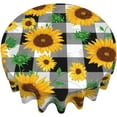 thumbnail image 5 of Sunflower Tablecloth Black and White Checkered Tablecloth Floral Round Tablecloth 70 Inch Washable Reused Picnic Table Cover Holiday Party Dining Kitchen Decor, 5 of 6