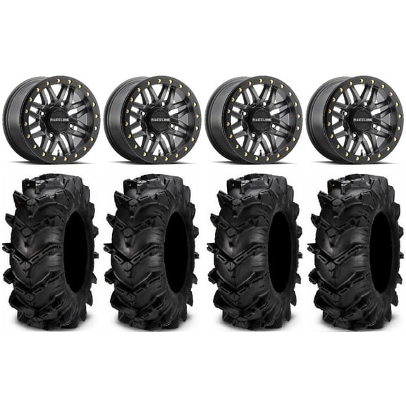 Raceline Ryno Bdlk 14" Gm Wheels 30" Cryptid Tires Kawasaki Mule Pro FXT