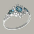 thumbnail image 3 of LBG English Made 14k White Gold Natural Blue Topaz & Diamond Womens Promise Ring - Size 9.5, 3 of 5