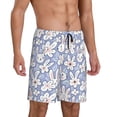 thumbnail image 2 of Kdxio Rabbit And Floral Print Mens Sleep Shorts Bottoms Soft Comfy Pajama Wear Pants with Drawstring Pockets, 2 of 7