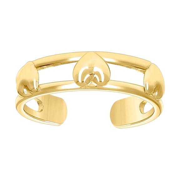 14k Yellow Gold Womens Love Hearts toe ring 3.9x3.4mm Wide toe ring for Women - 1.2 Grams