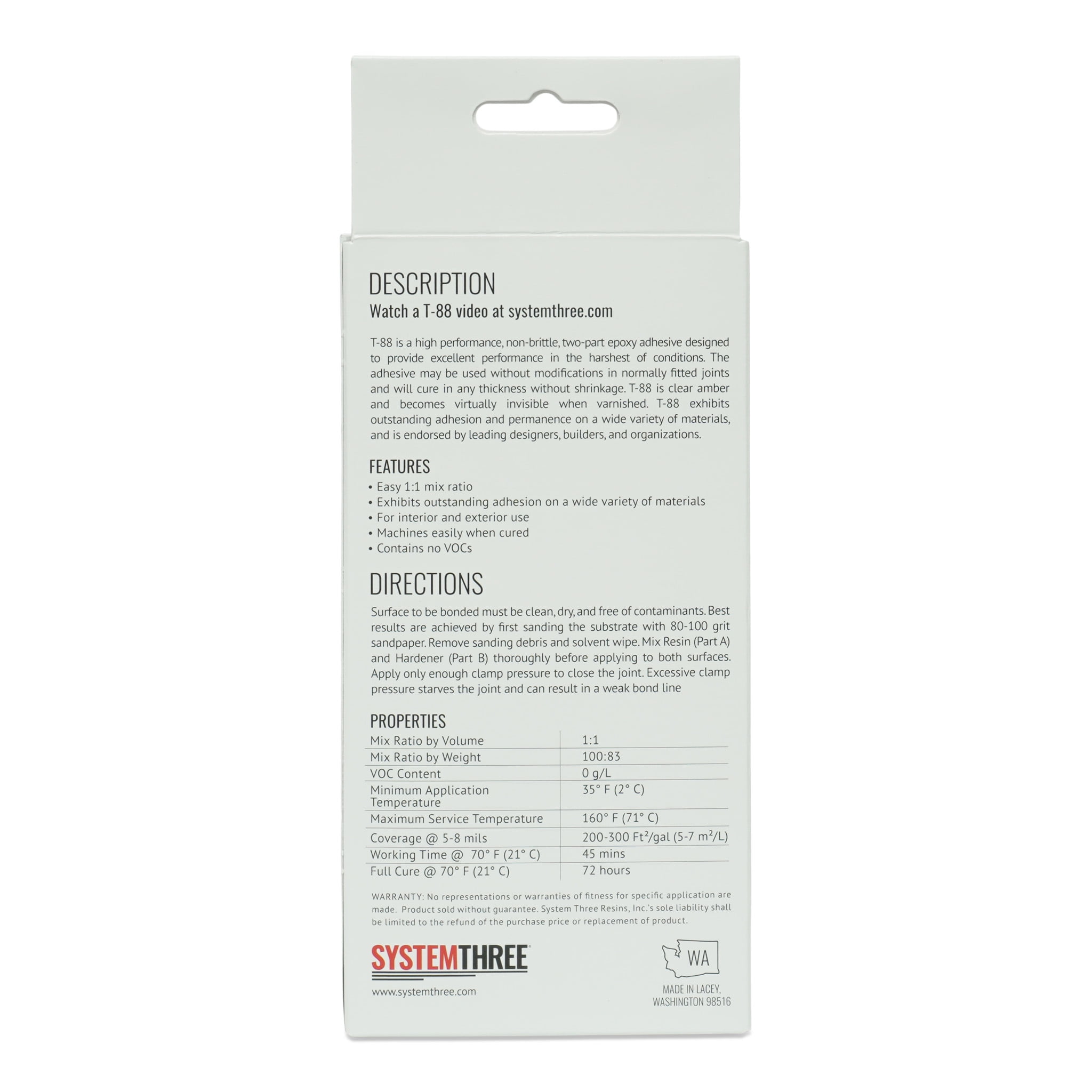 System Three T-88 Epoxy Adhesive, 1/2 Pint Kit