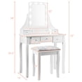 thumbnail image 5 of Topbuy Detachable Vanity Table Set Makeup Table with Mirror &Cushioned Stool White, 5 of 5