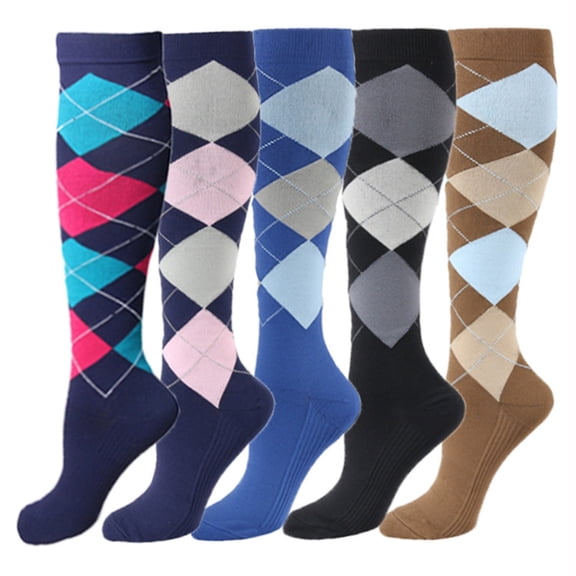 5 Pairs Compression Socks for Women & Men, Sport Calf Socks for Running, Cycling, Athletic, L/XL