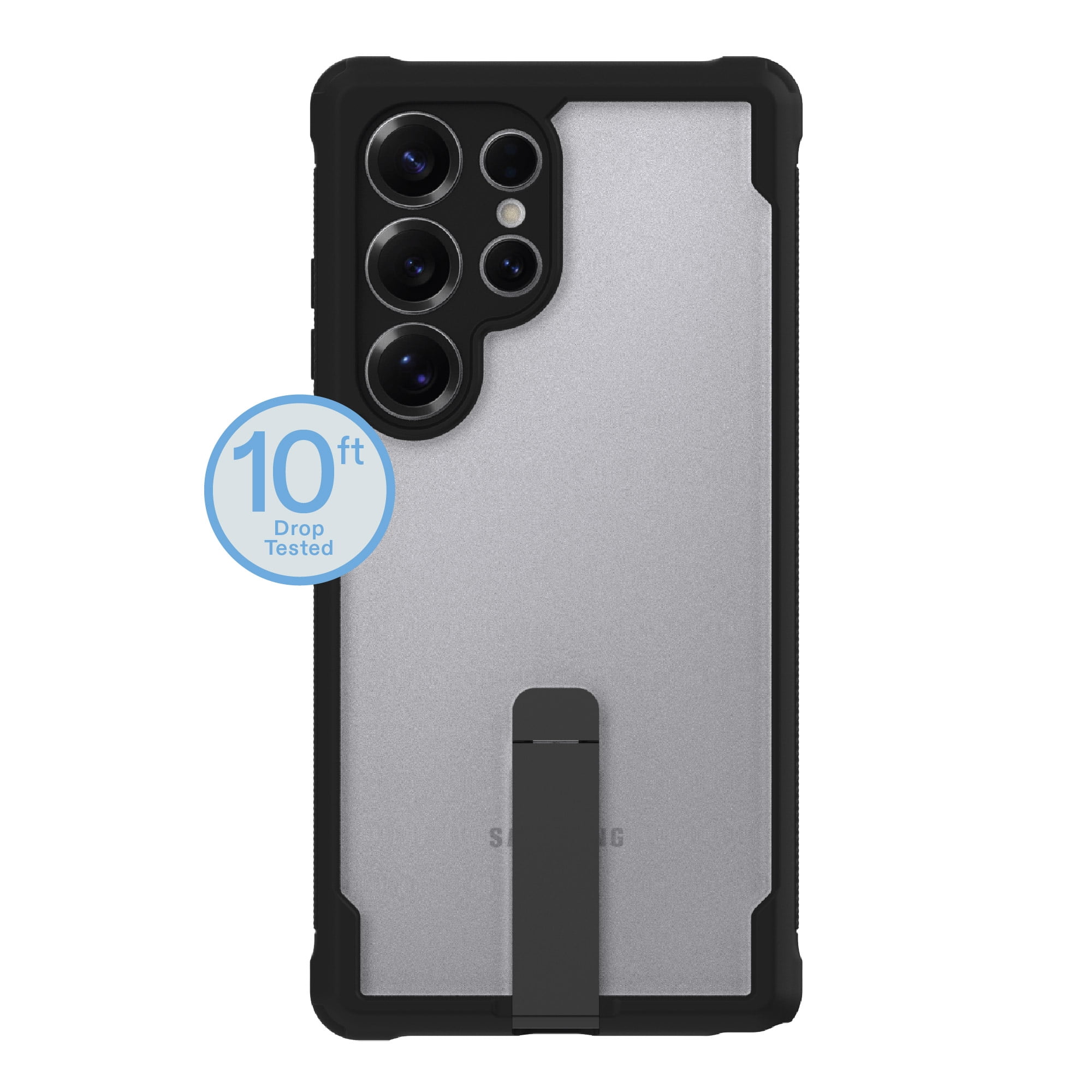 onn Dual-Layer Phone Case with Kickstand for Samsung Galaxy S25 Ultra - Black/Clear