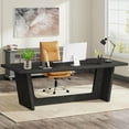 thumbnail image 4 of Finmind 70.87-Inch Executive Computer Desk with Solid Wood Pedestal, Black, 4 of 7