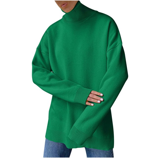 Yuyuzo Womens Long Sleeve Sweater Pullover Turtle Neck Loose Tops Winter Fall Casual Solid Color Sweaters