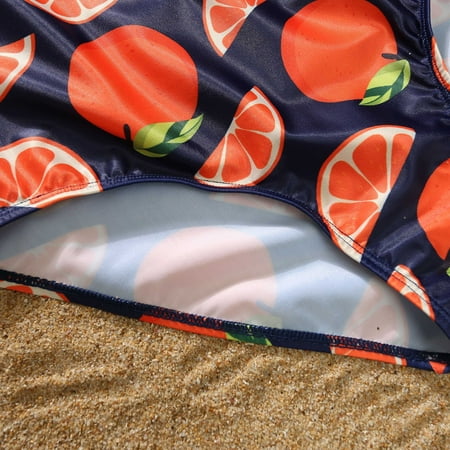 

Cathalem Pajama Set for Family Swim Parent-child Edge Ruffles Family Child Printing Set Bikini Fruit Snowman Pajamas for Family Suit Orange 8-9Y