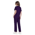 thumbnail image 7 of WTOBBY Women's Quick-Dry Short Sleeve V-Neck Scrubs Set with Pockets, Solid Color Nursing Uniform, 2-Piece Medical Workwear for Healthcare Professionals, Comfort Fit,Purple XL, 7 of 7