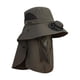 thumbnail image 1 of Sombrero para exteriores con ventilador, transpirable, con solapa para cubrir el cuello y la cara, protección solar. Verde oscuro, 1 of 9