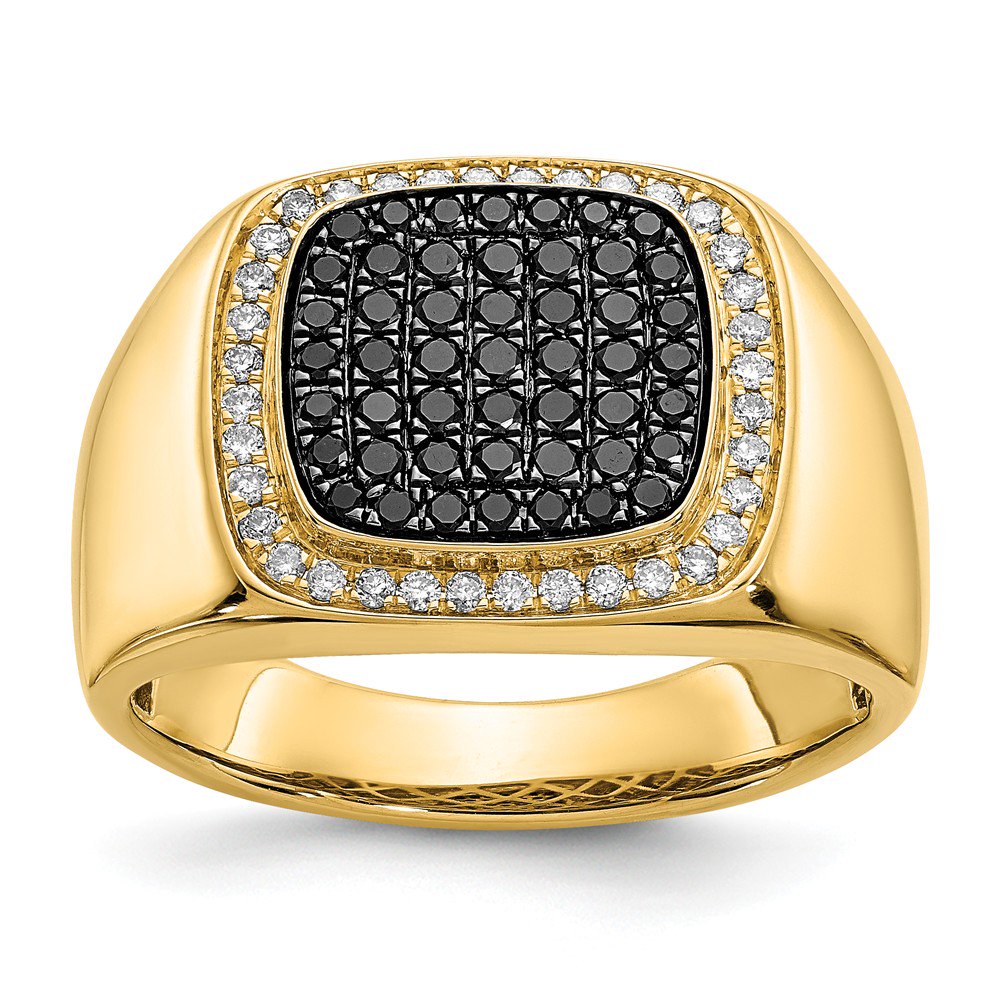 AA Jewels Solid 14k Yellow Gold Black and White Diamond Men's Ring Band Size 9.5 (.708 cttw