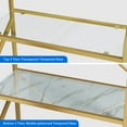 thumbnail image 3 of Dextrus 62.2" Gold Bookshelf, Modern Gold Bookcase with 5 Tier Marble Glass Bookcase with Metal Frame, Tall Display Rack Storage Organizer for Office, Living Room,Bed Room, 3 of 7