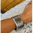 thumbnail image 5 of Wide Hammered Silver Tone Cuff Bracelet - Statement Modern Fashion Jewelry Bracelet Silver, 5 of 7