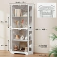 thumbnail image 2 of Corner Display Cabinet with Glass Doors, 65" Lighted Curio Display Case with 3 Color Lights for Collectibles, 4-Tier Bookcase with Human Body Sensor for Living Room, White, 2 of 8