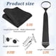 thumbnail image 2 of Conjunto de corbatas negras para hombre, incluye accesorios para prendas de vestir: corbata, gemelos, pasador de corbata plateado, pañuelo de bolsillo negro., 2 of 7