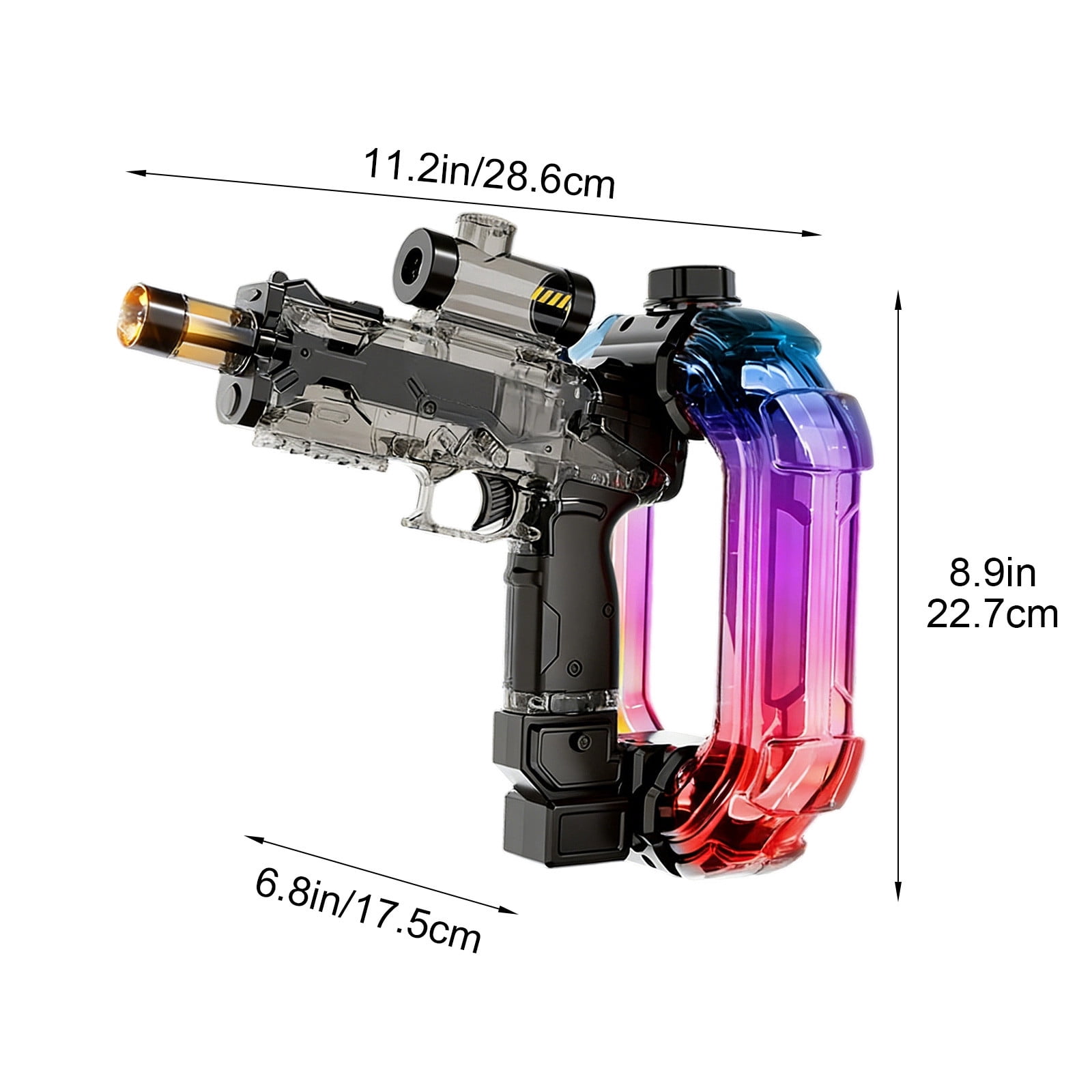 Auroras Ice Blast Water Blaster, Automatic Continuous Pulse Water Sprayer with Colorful LED Lights and Sound Effects, Rechargeable Outdoor Summer Water Gun for Pool Beach, Black