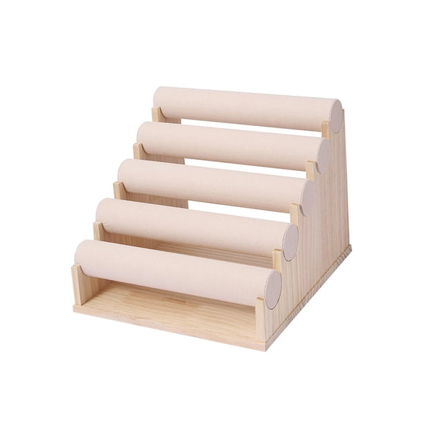 Soporte de pulsera de brazalete de diseño escalonado, soporte de exhibición de reloj duradero de cinco capas para Beige Yuyangstore Estante de almacenamiento de joyas