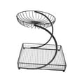 thumbnail image 1 of Cesta de fruta de hierro, cesta de almacenamiento, frutero, soporte para verduras, construcción de alambre multicapa, adecuada para cocina, mesa de co Negro 2 capas, 1 of 8