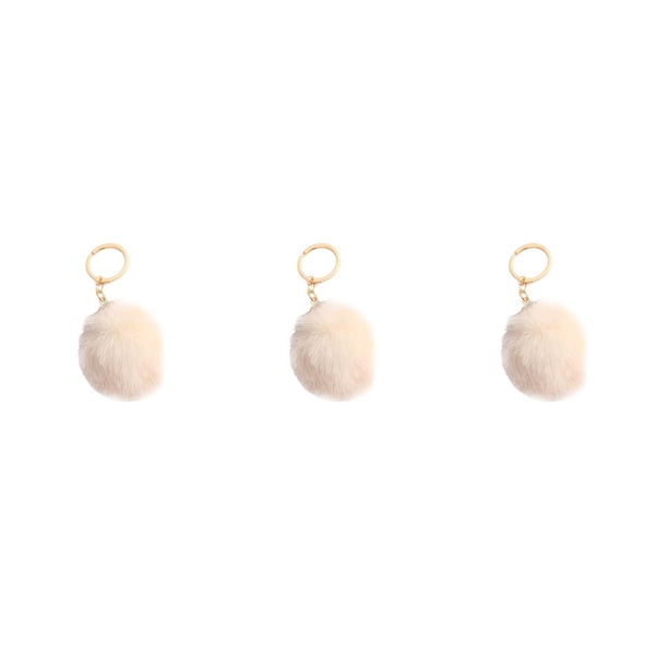 Llavero de bola peluda Inteprter multicolores para Mujeres niños Adultos Estudiantes 6cm Beige