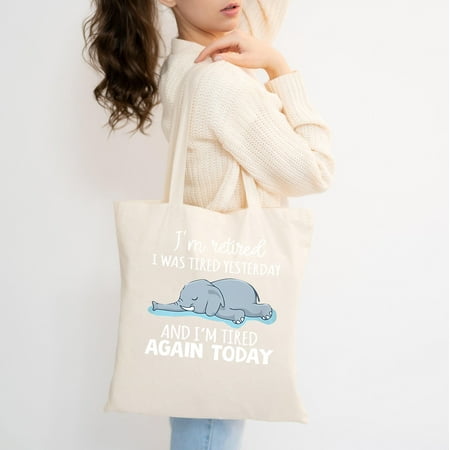 vintage Short Sleeves I M Retired I Was Tired Yesterday Funny Elephant L Classic Tote Bag for Men and Women  up to -TH38317