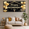 thumbnail image 5 of Golden Balloons Happy Retirement Banner Glitter Fireworks Black Background Celebration Decor for Retirement Party Indoor Event Decoration, 5 of 6