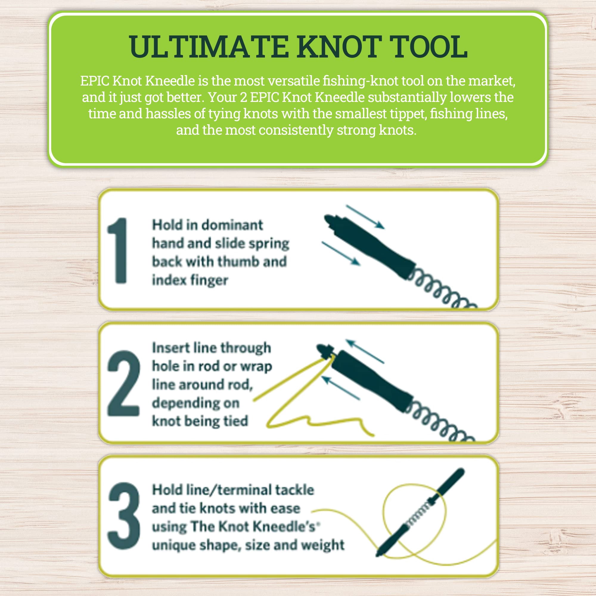 KNOT KNEEDLE Catch Lunker Bundle 2 Epic, Fishing Accessories of 2 Zingers, Fly Straightener, Fly Fishing Box, Fishing Knot Tying Tool Tie 25+ Basic and Advanced Knots - 5-Piece Bundle