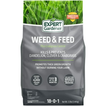 Expert Gardener Weed & Feed Plus Crabgrass Control, Lawn Fertilizer 18-0-1, 12 lb. Prevents up to 5 Months