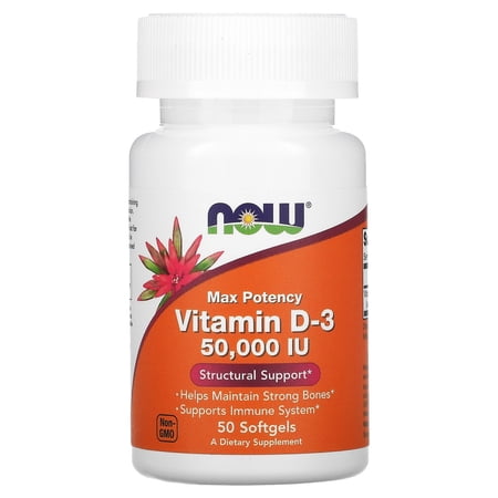 NOW Foods - Vitamin D3 Max Potency Structural Support 50000 IU - 50 Softgels