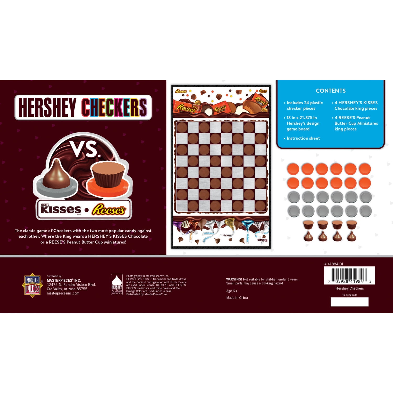 MasterPieces Officially licensed Hershey Checkers Board Game for Families and Kids ages 6 and Up