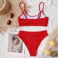 thumbnail image 5 of BONIXOOM Womens Swimsuits Underwire Elastic Printed Two-Piece Sets High Cut Summer Swimwears on Clearance Red Size 4, 5 of 7