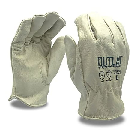 

12-Pack of Cordova 8228ARC2XL Outlaw Arc Premium Grain Cowhide Driver Work Gloves Aramid/Synthetic Fiber Lined Arc Flash Hrc4 ANSI Cut Level A4 Keystone Thumb Leather Self-Hem 2X-Large