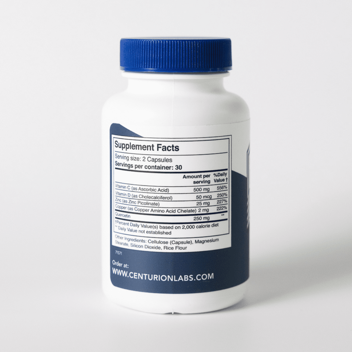 Centurion Labs Defender Immunity Boost with Quercetin, Zinc, Vitamin D, Vitamin C and Copper, 60 Caps