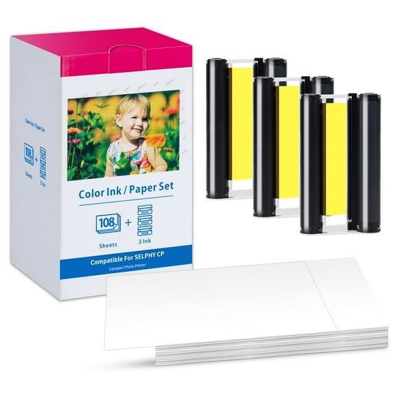 Set de cartuchos de tinta y papel fotográfico para Canon Selphy CP1500