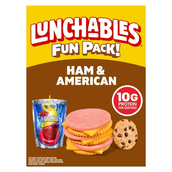 Lunchables Ham & American Cheese Cracker Stackers Kids Lunch Meal Kit, 9.1 oz Box, Whole