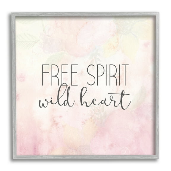 Stupell Industries Free Spirit Wild Heart Inspirational Pastel Watercolor Framed Wall Art, 17 x 17, Design by Kim Allen