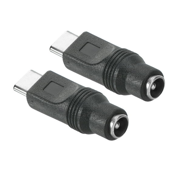 Uxcell DC Power Adapter, 2 Pcs Type C USB Male to DC 5.5x2.1mm Female Connector Charge Jack Adapter, Black