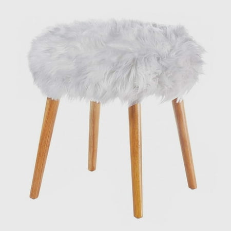 Bsd National Supplies Waverly White Fur Topped Foot Stool Bsd National Supplies Waverly White Fur Topped Foot Stool
