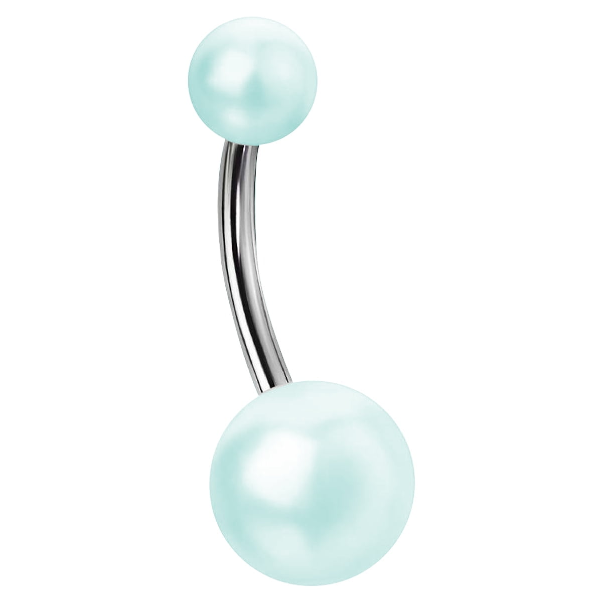 Surgical Steel Curved Barbell Ring With Pearl Acrylic Balls Surgical Steel Curved Barbell Ring With Pearl Acrylic Balls
