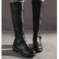 thumbnail image 4 of Women's Boots, Classic Tall Boots with Functional back Zipper and Outside Decorative, Low Heel, 4 of 6
