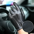 thumbnail image 2 of GROFRY Waterproof 1 Pair Men Gloves Faux Leather Plush Full Fingers Winter Mittens for Outdoor, 2 of 8