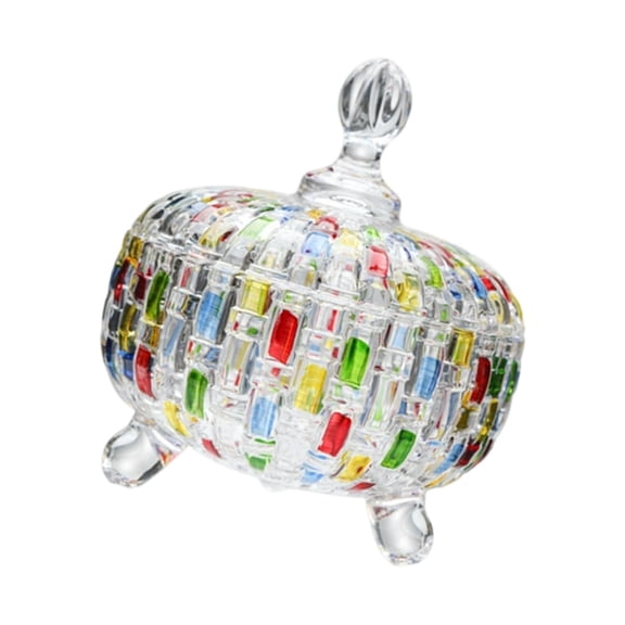 AOOOWER Hand-Painted Floral Footed Bowl Decorative Glass Container for Chocolates Nut