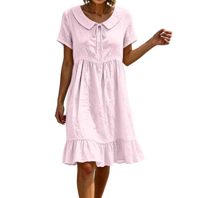 pink babydoll dress with collar Women's Cute Babydoll Dresses Y2k Plaid Puff Sleeve Peter Pan Collar Loose Mini Dress (Blue, S) at Amazon Women's Clothing store