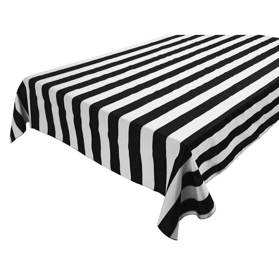 Cotton Tablecloth Stripes Print / 2 Inch Wide Stripe Black and White
