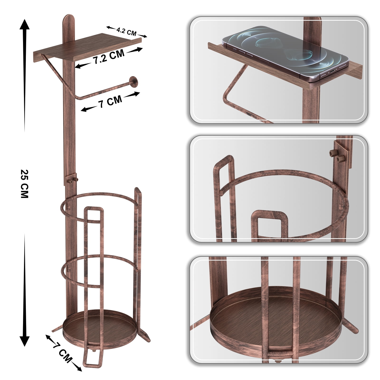 KASUNTO Toilet Paper Holder Free Standing, Toilet Paper Stand Storage with Reserve and Shelf, (Oil Rubbed Bronze)