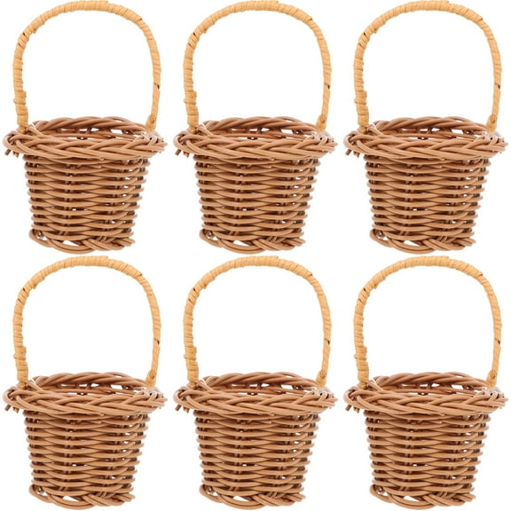 6Pcs Mini Woven Basket Miniature Storage Basket Ornament Photography Prop Desktop Mini Basket Prop